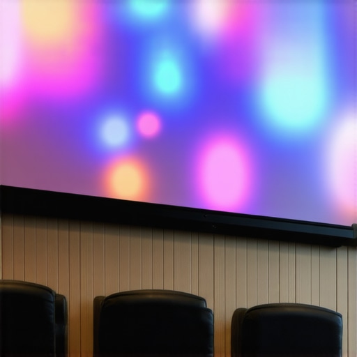 Home theater with a high-gain pull-down projection screen during daytime