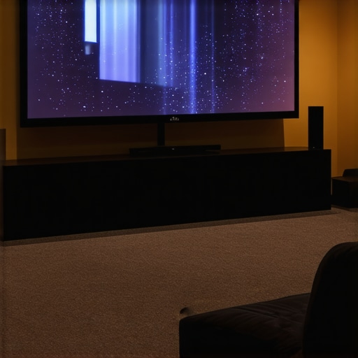 Home theater with high-gain screen and adjustable projector