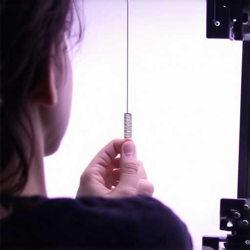 Person adjusting the tension spring inside a projection screen roller
