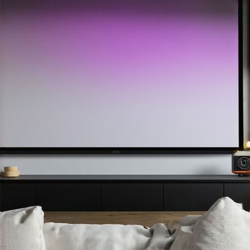 Home theater with high-gain ALR screen in bright environment.