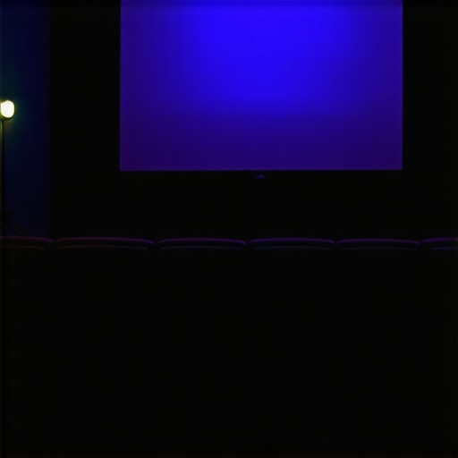 A cozy home theater with a fixed frame projection screen and projector in perfect alignment